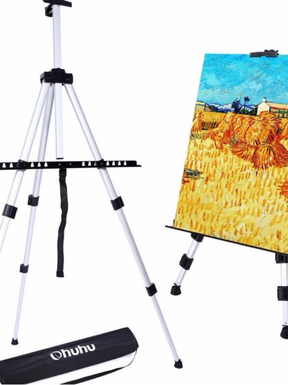 Ohuhu Silver Aluminum Artist Easel with Black Accents
